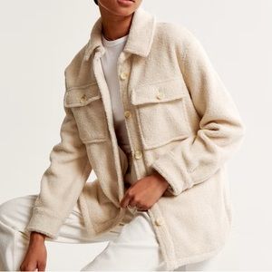 Abercrombie & Fitch Cream Sherpa Shirt Jacket